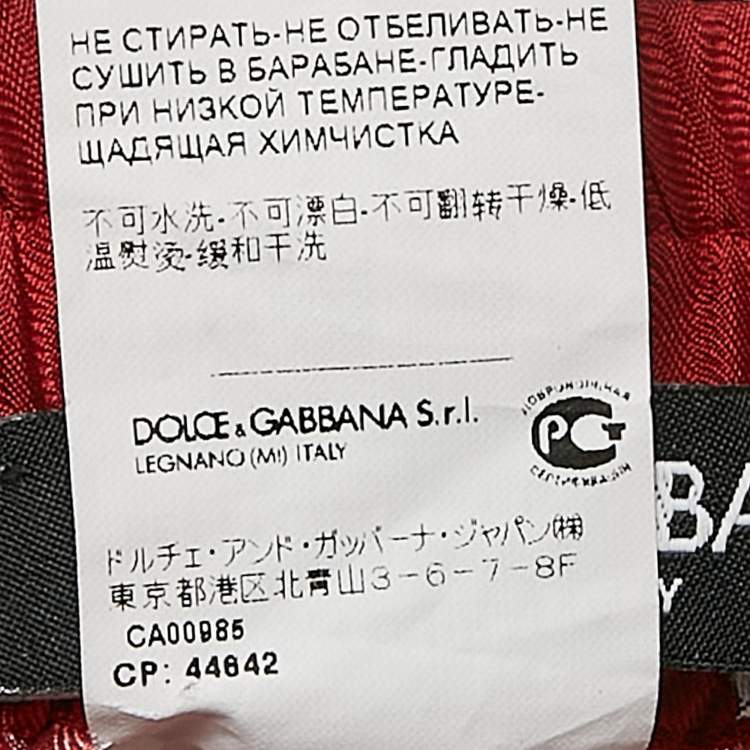 Pre Owned Dolce & Gabbana Red Cabbage Print Silk Short S