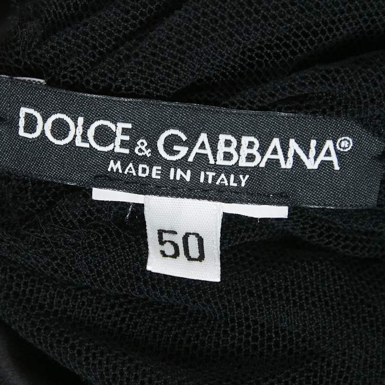 Pre Owned Dolce & Gabbana Black Stretch Tulle Ruched Bustier Dress XL