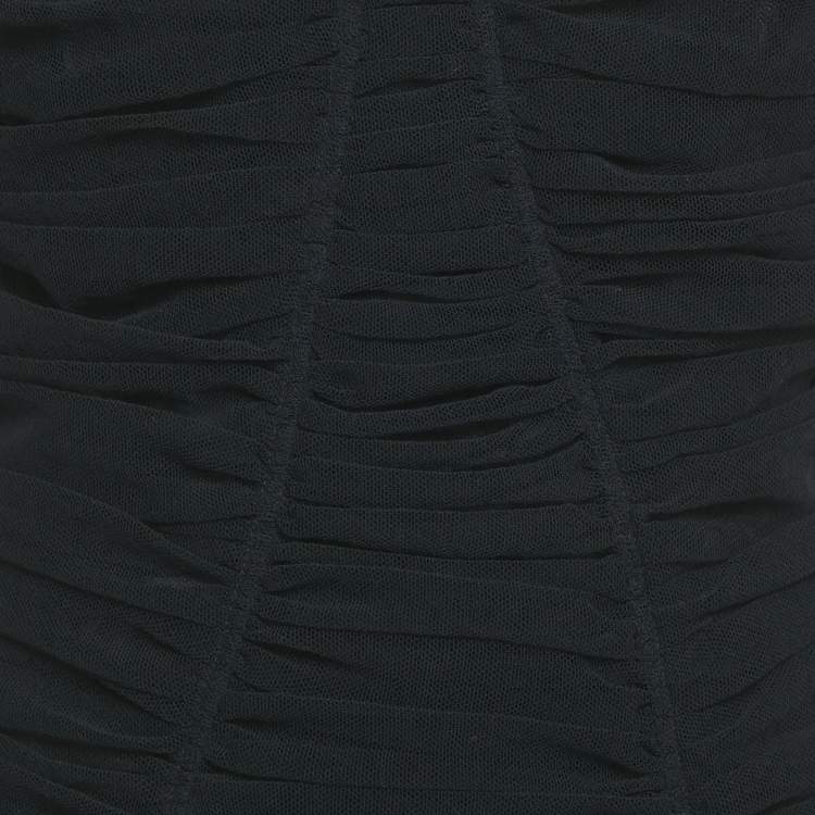 Pre Owned Dolce & Gabbana Black Stretch Tulle Ruched Bustier Dress XL