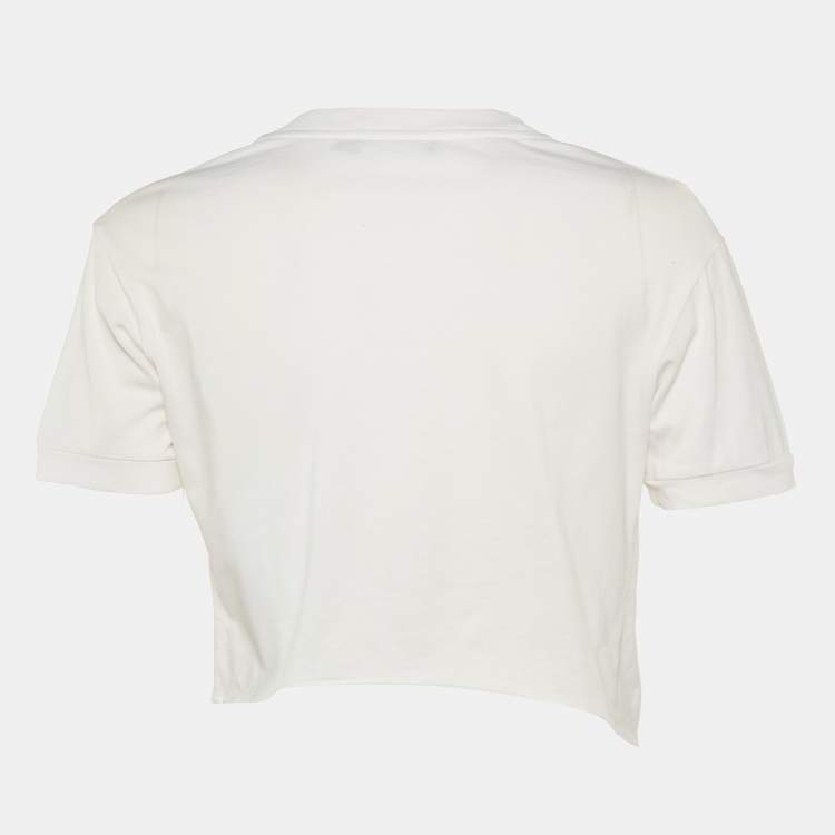 Pre Owned Dolce & Gabbana Pale Pink Logo Detail Cotton Crop Top S