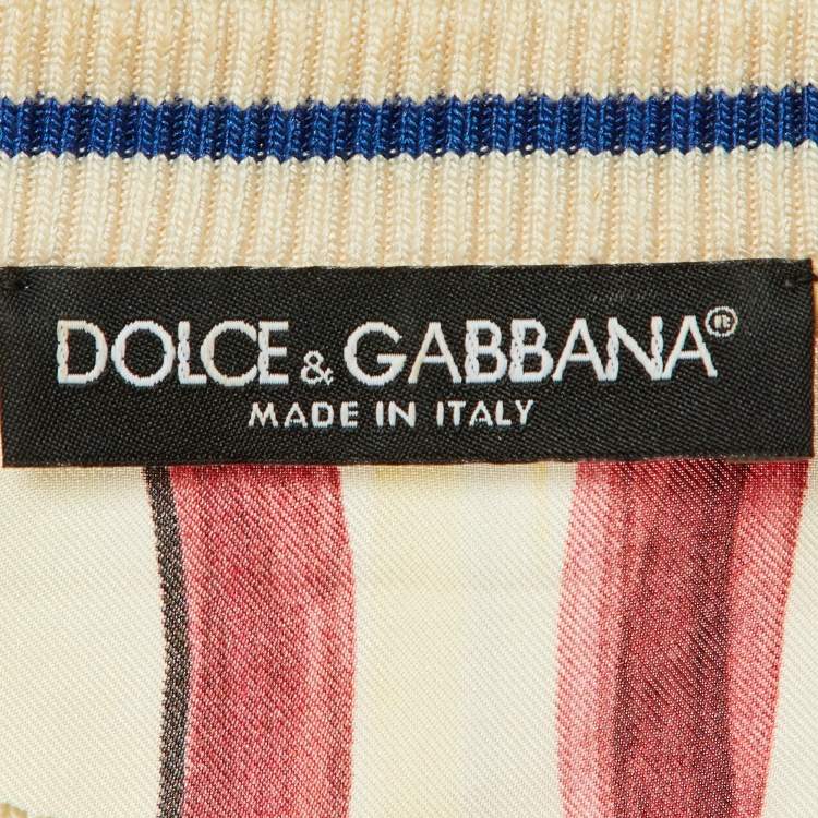 Pre Owned Dolce & Gabbana Multicolor Majolica Print Silk Lace Trim Top S