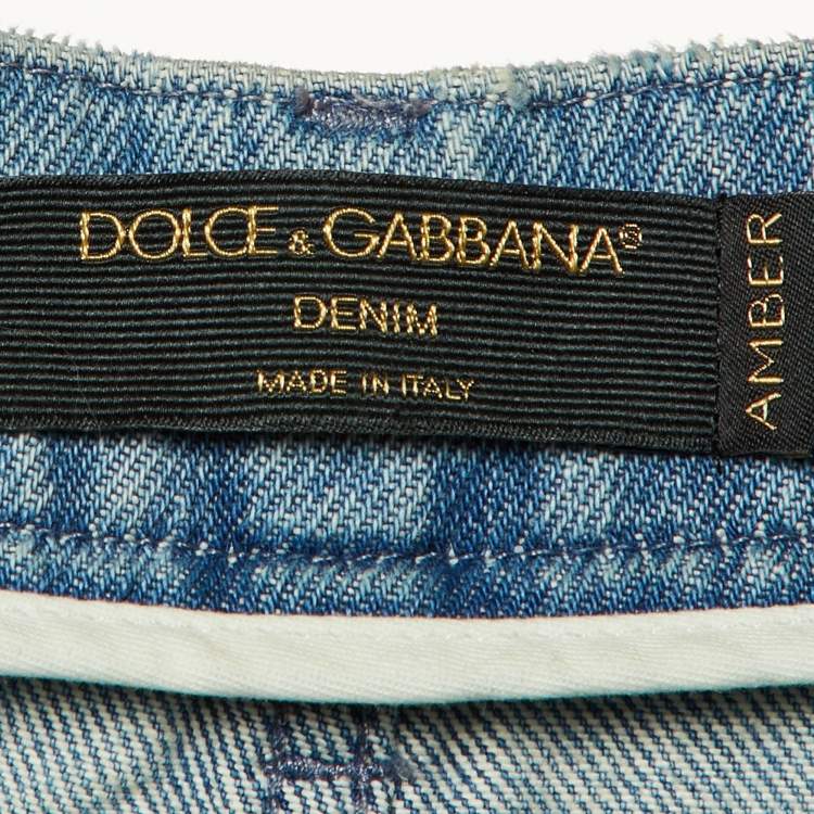 Pre Owned Dolce & Gabbana Blue Distressed Denim Jeans M Waist 27"