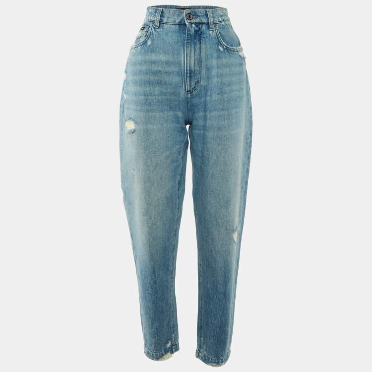 Pre Owned Dolce & Gabbana Blue Distressed Denim Jeans M Waist 27"