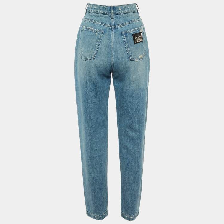 Pre Owned Dolce & Gabbana Blue Distressed Denim Jeans M Waist 27"