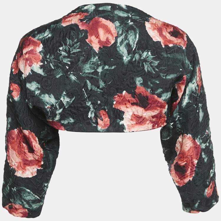 Pre Owned Dolce & Gabbana Black Floral Print Jacquard Bolero Jacket S
