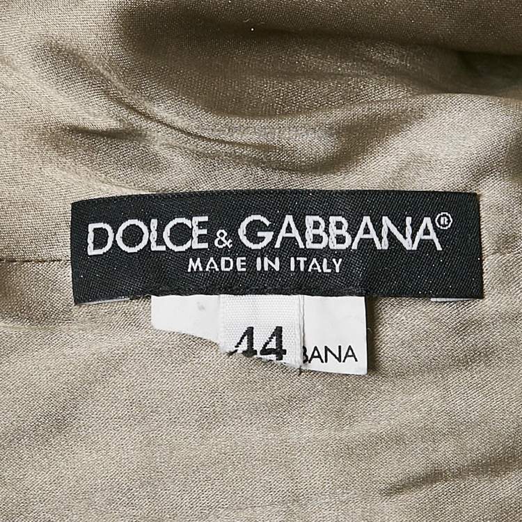 Pre Owned Dolce & Gabbana Grey/Yellow Floral Print Jacquard and Crepe Halter Neck Dress M