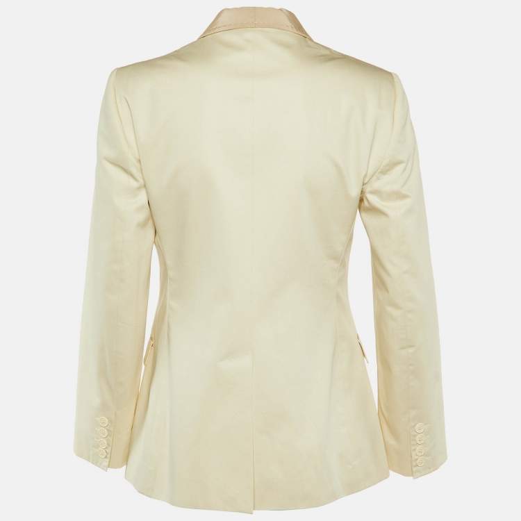 Pre Owned Dolce & Gabbana Cream Cotton Single Breasted Blazer M