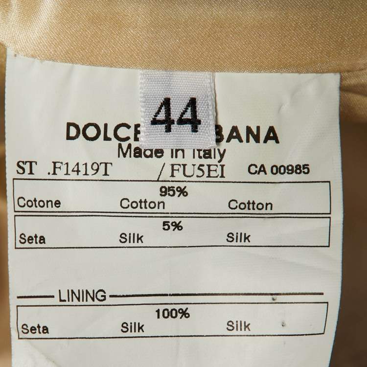 Pre Owned Dolce & Gabbana Cream Cotton Single Breasted Blazer M