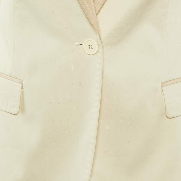 Pre Owned Dolce & Gabbana Cream Cotton Single Breasted Blazer M