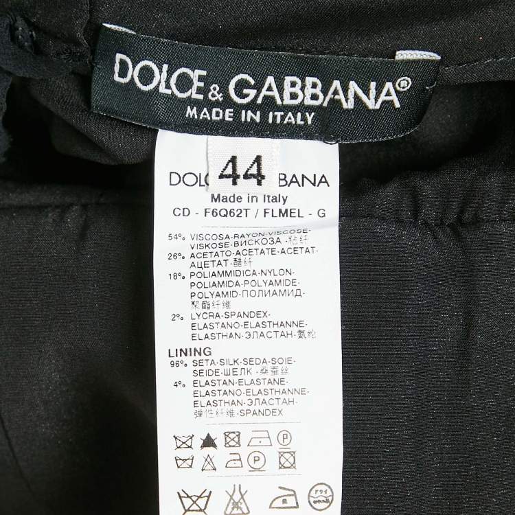 Pre Owned Dolce & Gabbana Red/Black Lace and Floral Print Crepe Mini Dress M