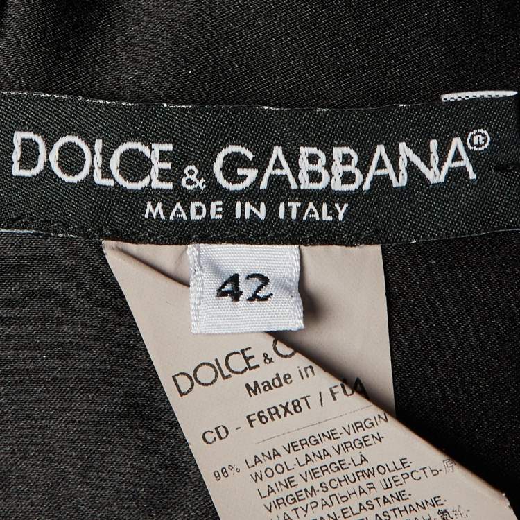 Pre Owned Dolce & Gabbana Black Wool Crepe Paneled Midi Dress M