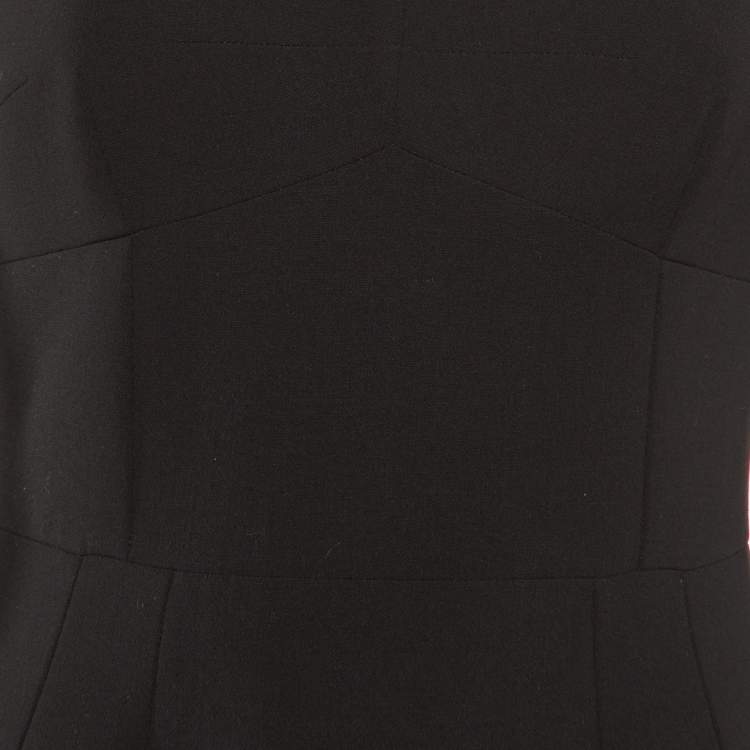 Pre Owned Dolce & Gabbana Black Wool Crepe Paneled Midi Dress M