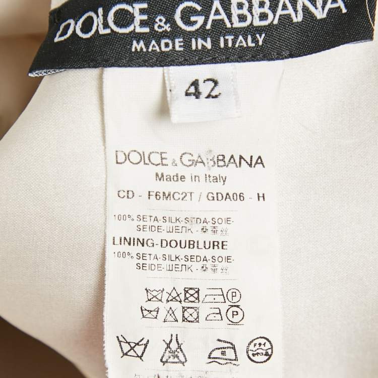 Pre Owned Dolce & Gabbana Beige Digital Greek Temple Print Silk Sleeveless Midi Dress M