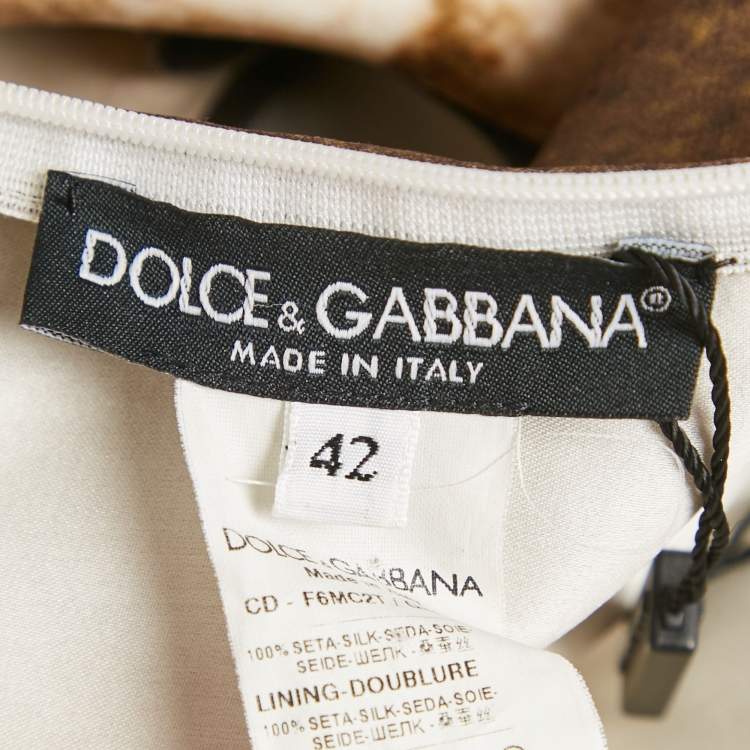 Pre Owned Dolce & Gabbana Beige Digital Greek Temple Print Silk Sleeveless Midi Dress M