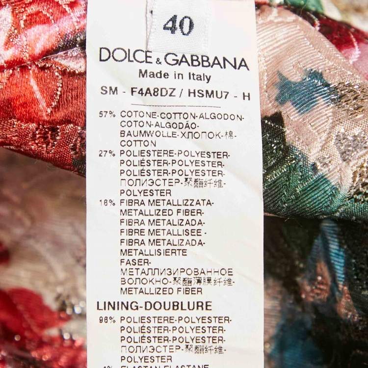 Pre Owned Dolce & Gabbana Multicolor Floral Print Lurex Jacquard Rhinestone Detail Mini Skirt S