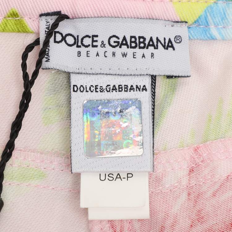 Pre Owned Dolce & Gabbana Multicolor Floral Print Cotton Cropped Pants S