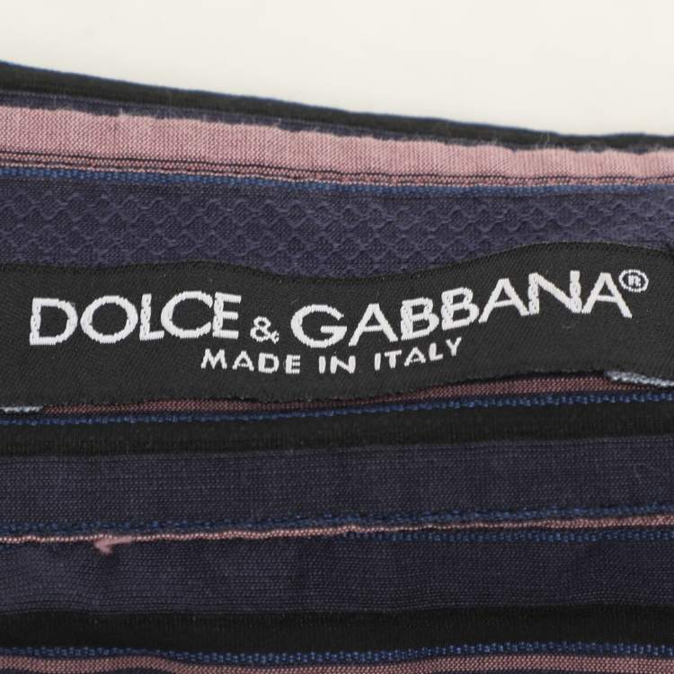 Pre Owned Dolce & Gabbana Purple/Navy Blue Stripe Cotton Blend Shirt L