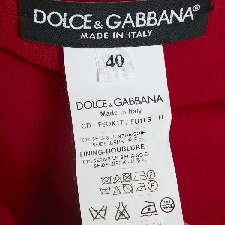 Pre Owned Dolce & Gabbana Red Silk Draped Sleeveless Midi Dress S