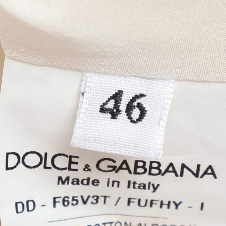 Pre Owned Dolce & Gabbana White Cotton Contrast Detail Sleeveless Midi Dress L