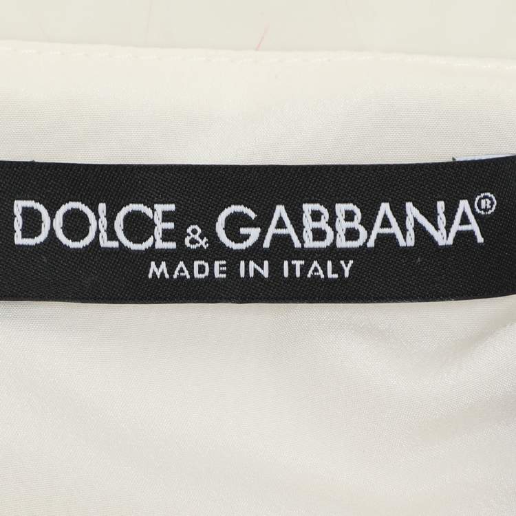 Pre Owned Dolce & Gabbana White Cotton Contrast Detail Sleeveless Midi Dress L