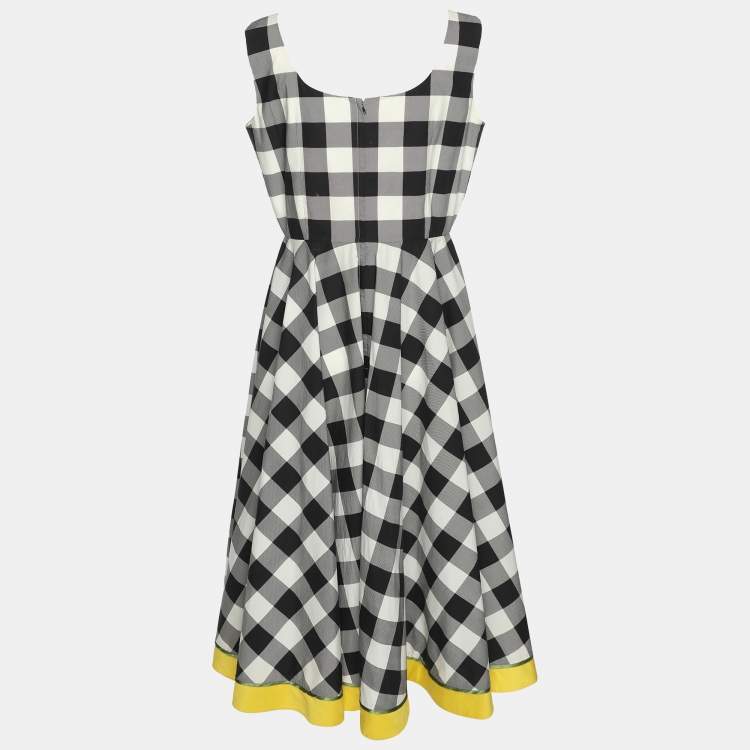 مملوكة مسبقًا Dolce & Gabbana Black/White Gingham Checkered Cotton Midi Dress L
