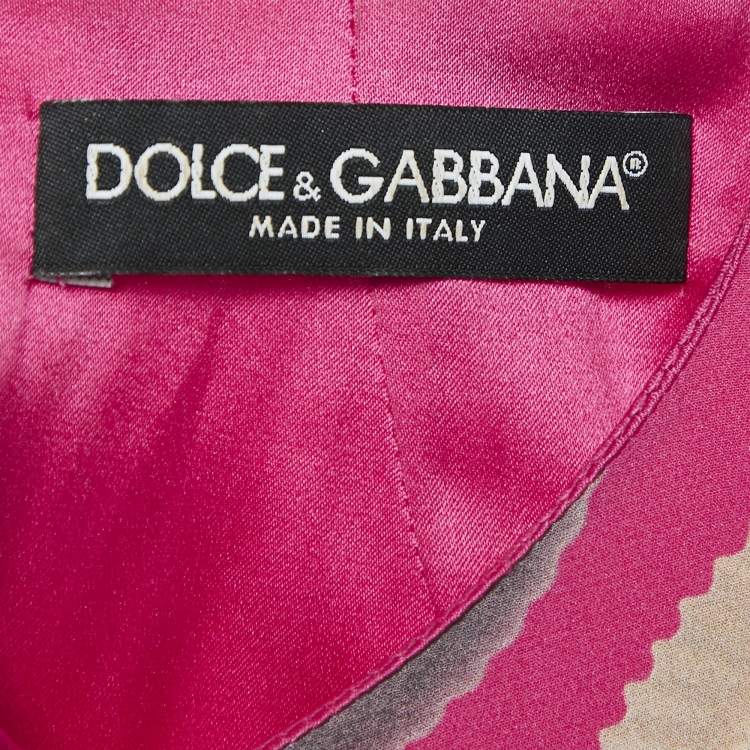 Pre Owned Dolce & Gabbana Pink Sicily Cupcake Print Silk Mini Dress S