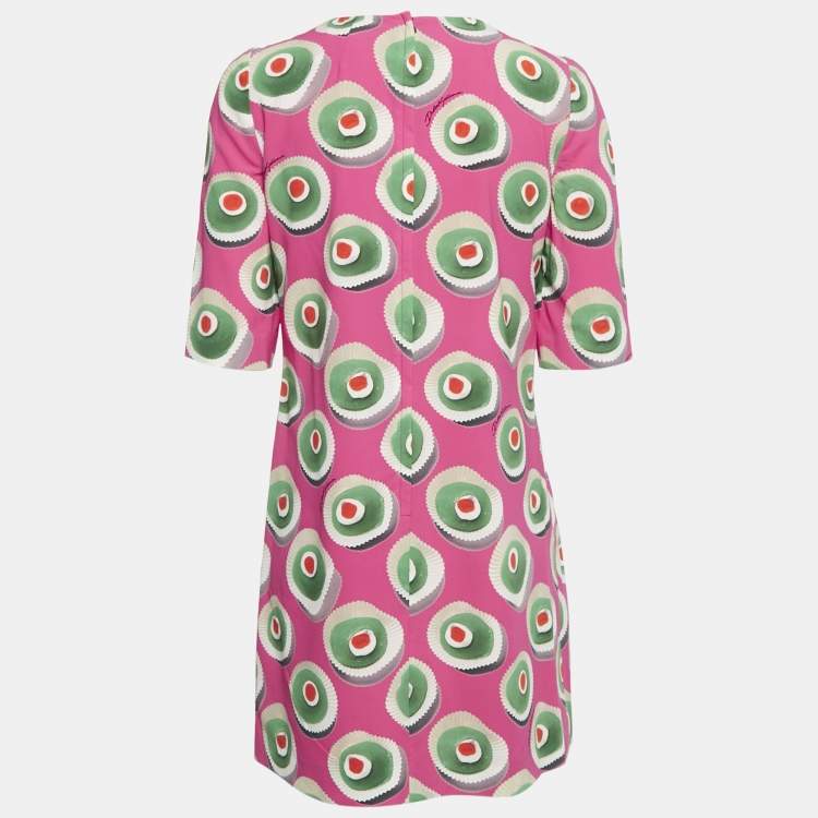 Pre Owned Dolce & Gabbana Pink Sicily Cupcake Print Silk Mini Dress S