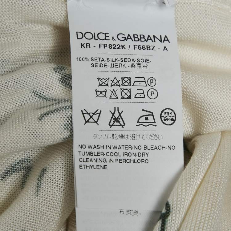 Pre Owned Dolce & Gabbana Off-White Bird Cage Print Silk Knit Top and Cardigan Set S