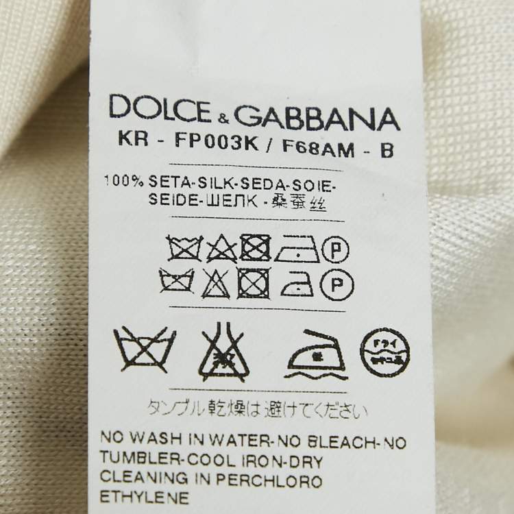 Pre Owned Dolce & Gabbana Multicolor/Off-White Printed Silk Long Sleeve Top XS