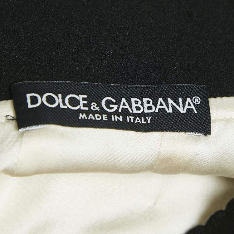 Pre Owned Dolce & Gabbana White Banana Leaf Print Crepe Flared Hem Midi Skirt S