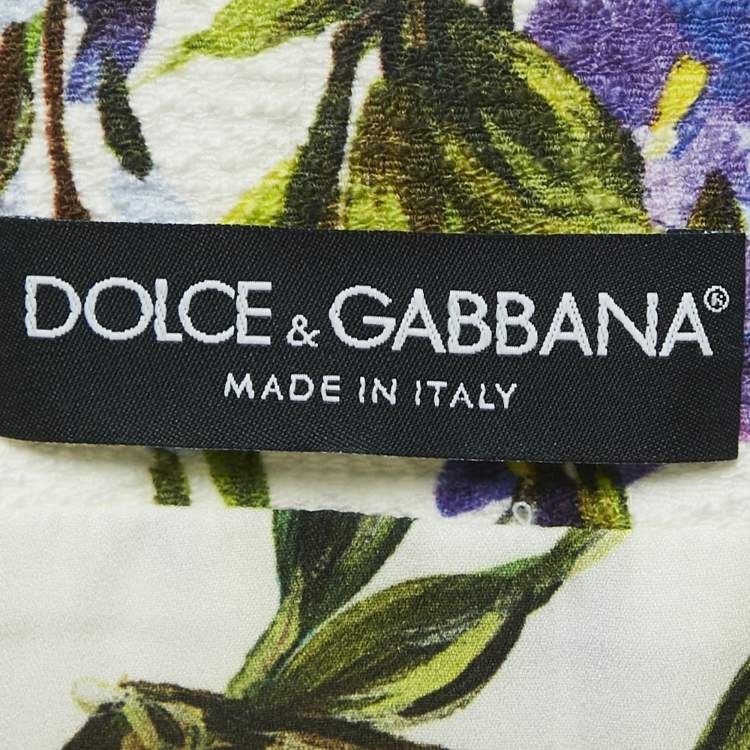 Pre Owned Dolce & Gabbana White Floral Print Textured Cotton Mini Dress and Jacket Set XS