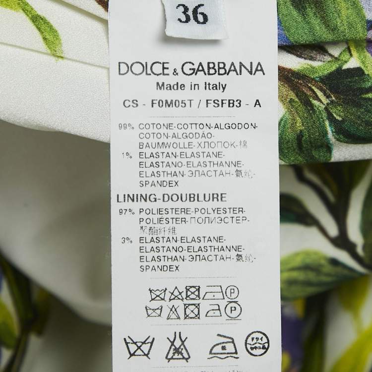 Pre Owned Dolce & Gabbana White Floral Print Textured Cotton Mini Dress and Jacket Set XS