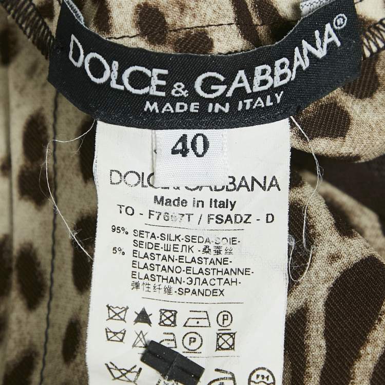 Pre Owned Dolce & Gabbana Brown Leopard Print Silk Blouse S