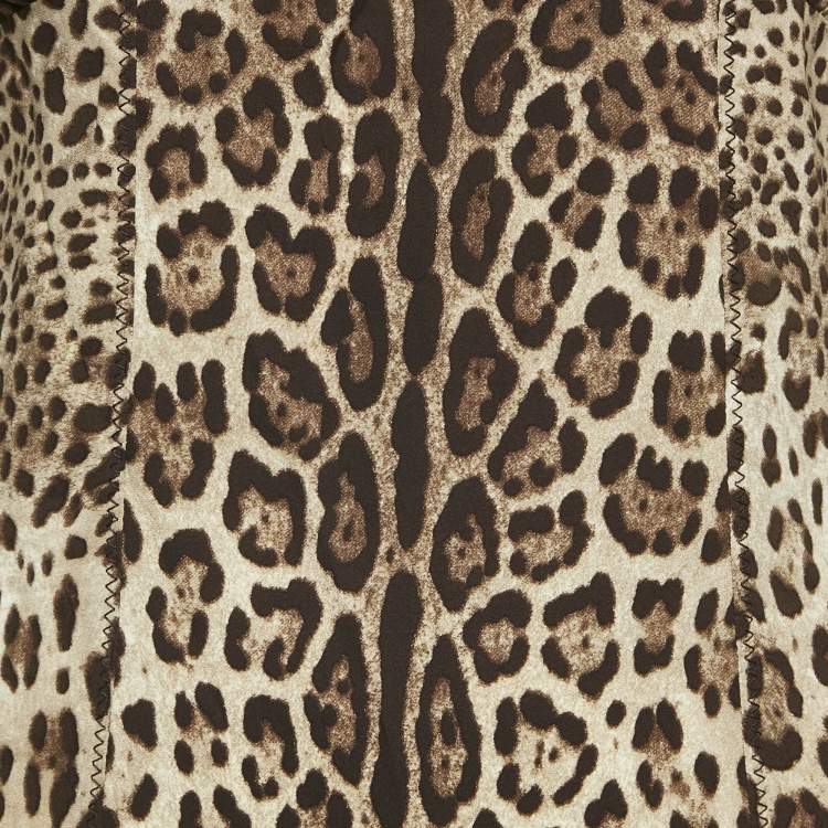 Pre Owned Dolce & Gabbana Brown Leopard Print Silk Blouse S
