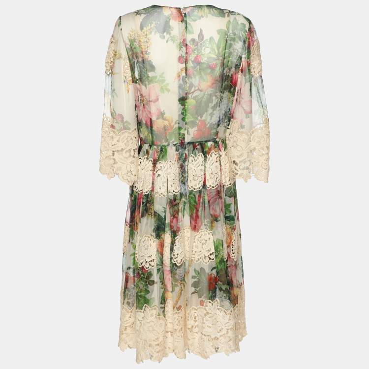 Pre Owned Dolce & Gabbana Multicolor Slilk Blend Floral Sheath Midi Dress M
