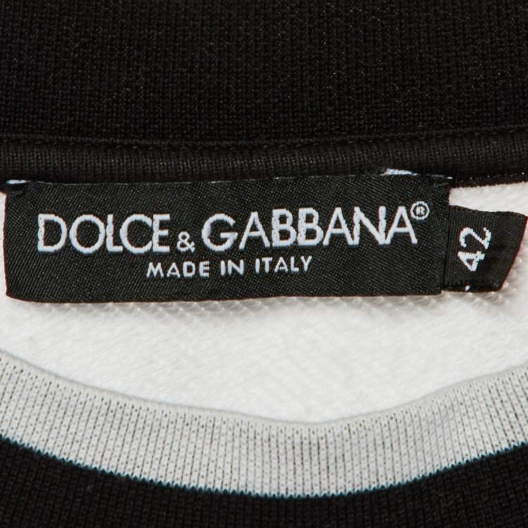 Pre Owned Dolce & Gabbana White DG Queen Embossed Cotton Sweatshirt M