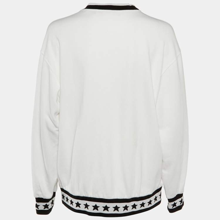 Pre Owned Dolce & Gabbana White DG Queen Embossed Cotton Sweatshirt M