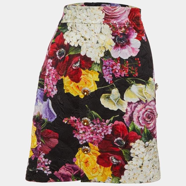 Pre Owned Dolce & Gabbana Multicolor Floral Jacquard Mini Skirt M