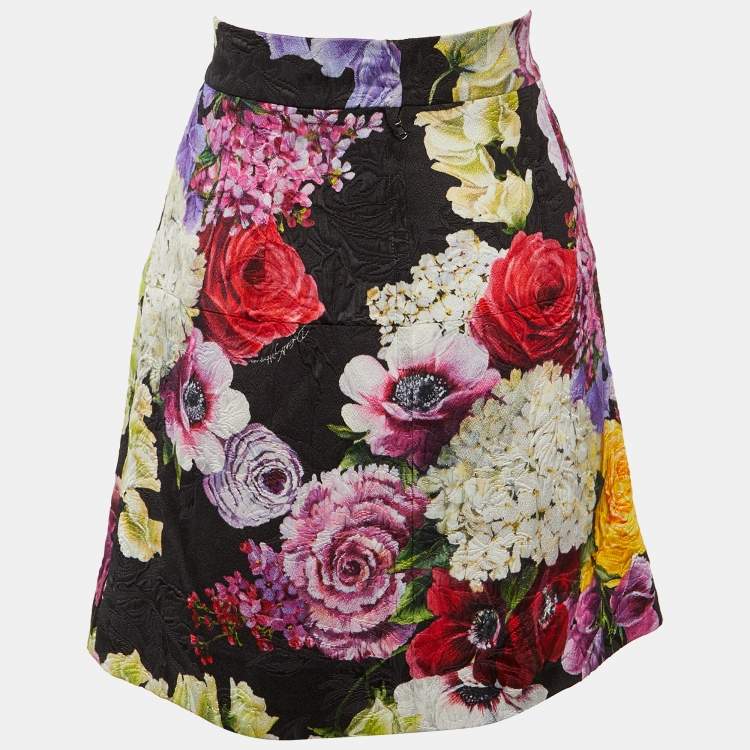 Pre Owned Dolce & Gabbana Multicolor Floral Jacquard Mini Skirt M