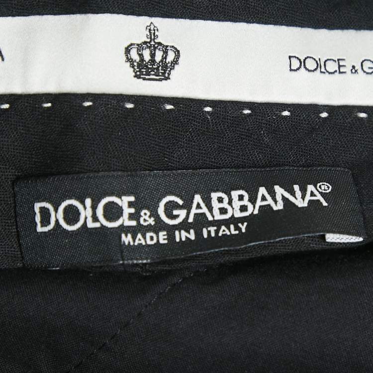 Pre Owned Dolce & Gabbana Black Cotton Button Detail Straight Leg Trousers S