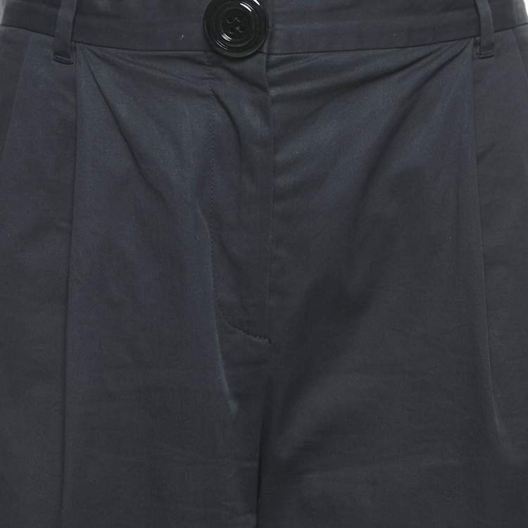 Pre Owned Dolce & Gabbana Black Cotton Button Detail Straight Leg Trousers S