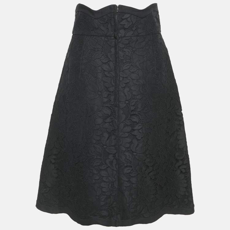 Pre Owned Dolce & Gabbana Black Lace Pencil Skirt M