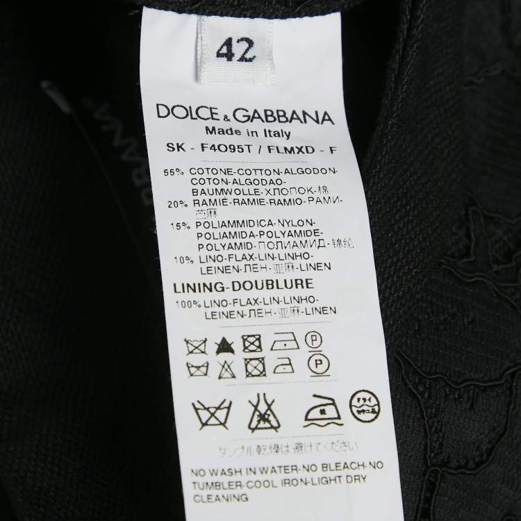 Pre Owned Dolce & Gabbana Black Lace Pencil Skirt M