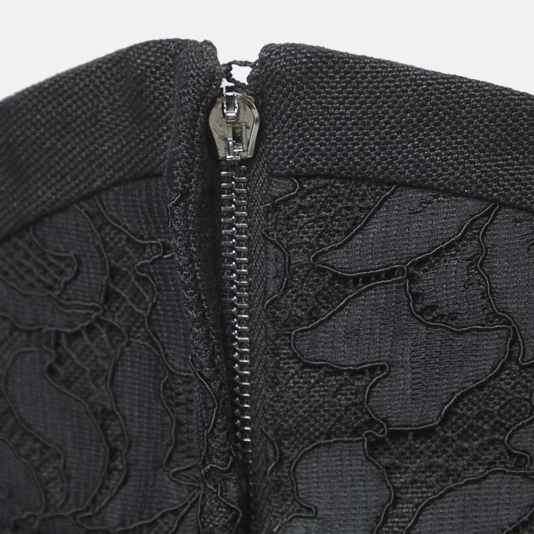 Pre Owned Dolce & Gabbana Black Lace Pencil Skirt M