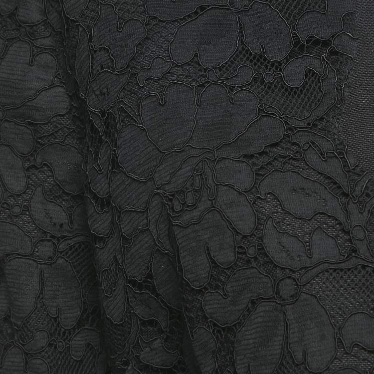Pre Owned Dolce & Gabbana Black Corded Lace Open Front Cropped Jacket M