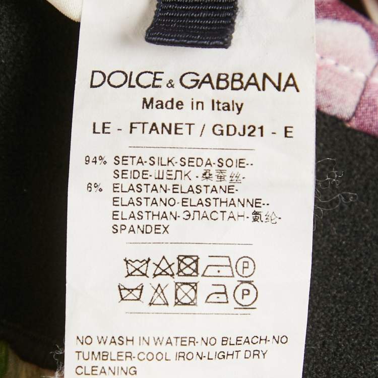 Pre Owned Dolce & Gabbana White Floral Print Silk Trousers M