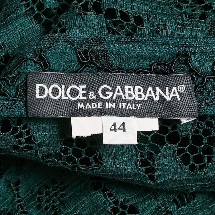 مملوكة مسبقًا Dolce & Gabbana Green Lace Long Sleeve Midi Dress M