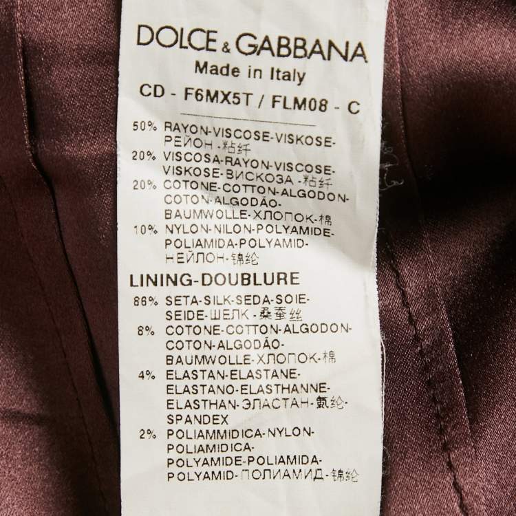 Pre Owned Dolce & Gabbana Brown Corded Lace Long Sleeve Midi Dress M