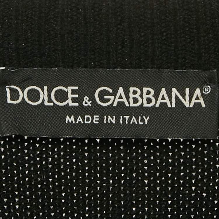 Pre Owned Dolce & Gabbana Black Intarsia Knit Applique Detail Sweater S