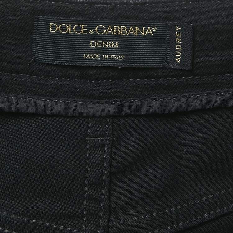 Pre Owned Dolce & Gabbana Black Ripped Denim Skinny Jeans M Waist 29"
